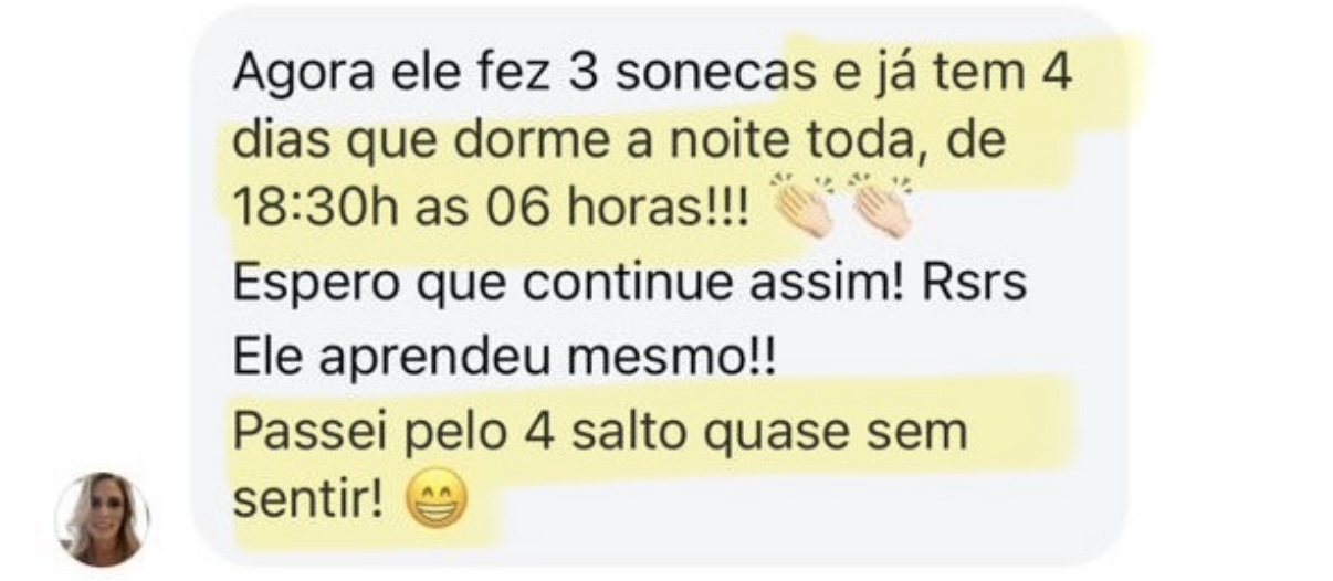 Depoimento: bebê faz 3 sonecas e dorme das 18:30 às 6h. Passou pelo 4º salto quase sem sentir