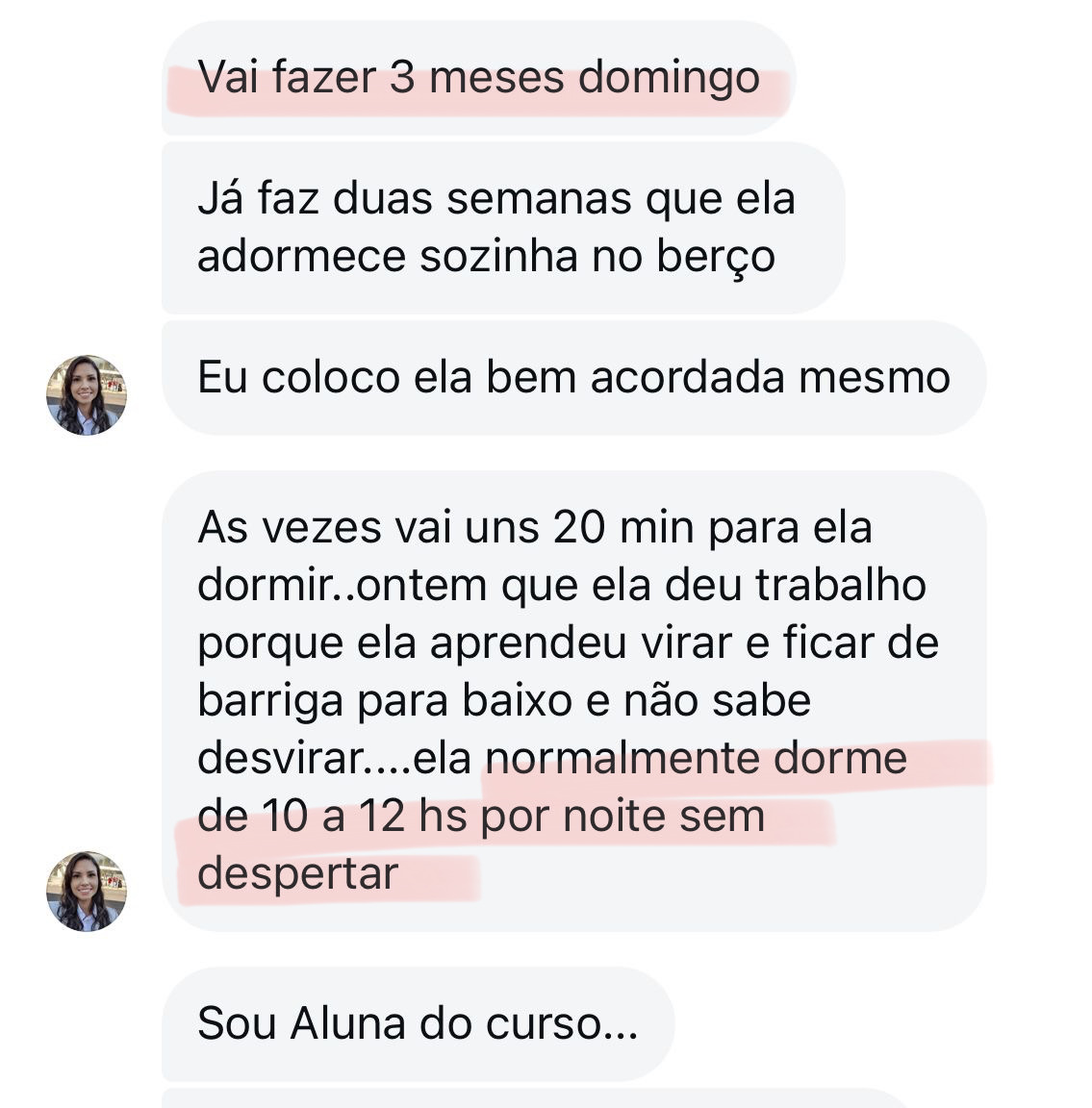 3 meses. Adormece sozinha no berço, dorme 10 a 12h por noite