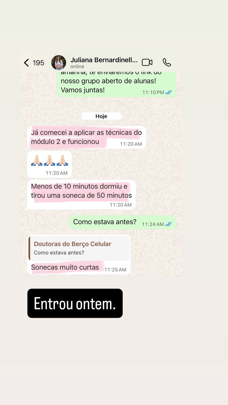 1 dia depois de entrar, dormiu em 10 min