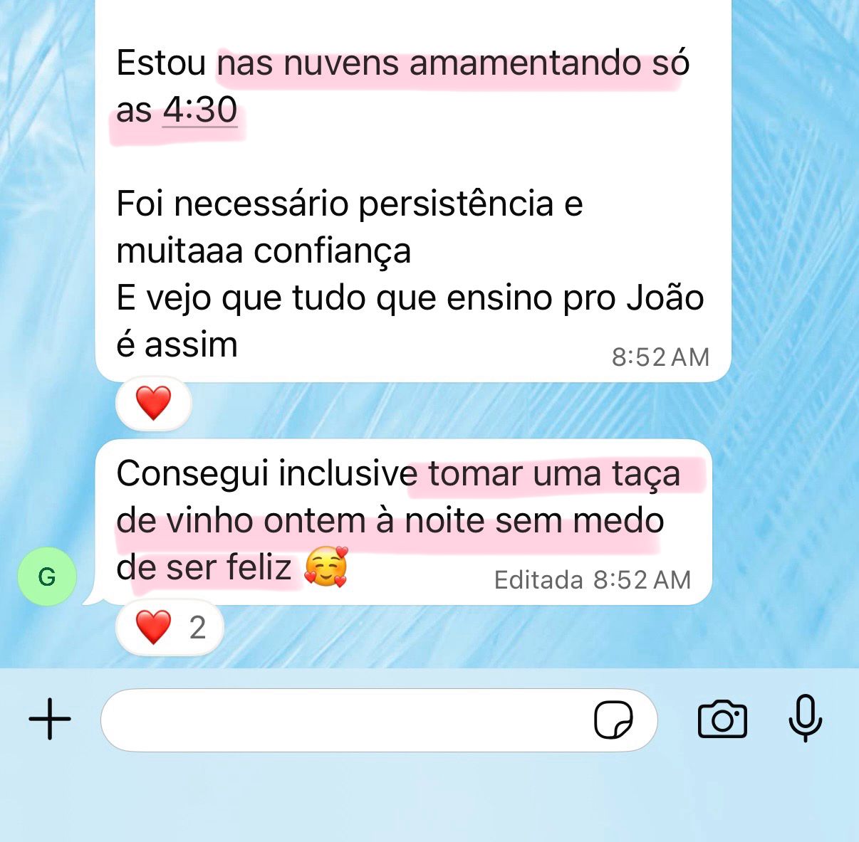 Amamentando só às 4:30. Tomei taça de vinho sem medo